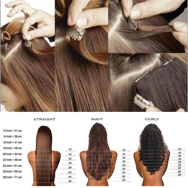 15inch 7pcs/Set Clip-In Hair Remy Human Hair Extensions Different Color Available - Image 2