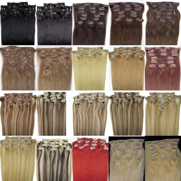15inch 7pcs/Set Clip-In Hair Remy Human Hair Extensions Different Color Available - Image 5