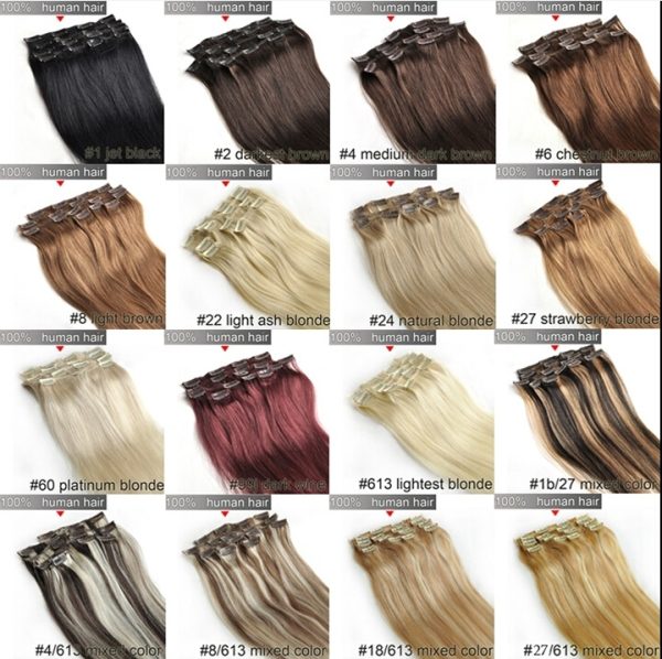 15inch 7pcs/Set Clip-In Hair Remy Human Hair Extensions Different Color Available - Image 4