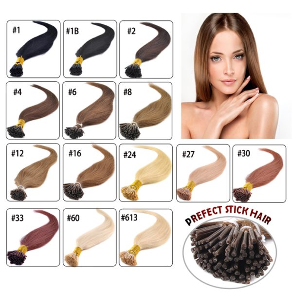100S 16inch Stick Tip Hair Remy Human Hair Extensions